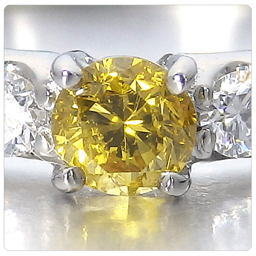 イエローダイヤモンド 婚約指輪 0.162ct ファンシーヴィヴィッド 