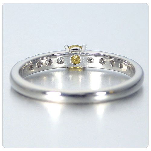 イエローダイヤモンド 婚約指輪 0.162ct ファンシーヴィヴィッド 