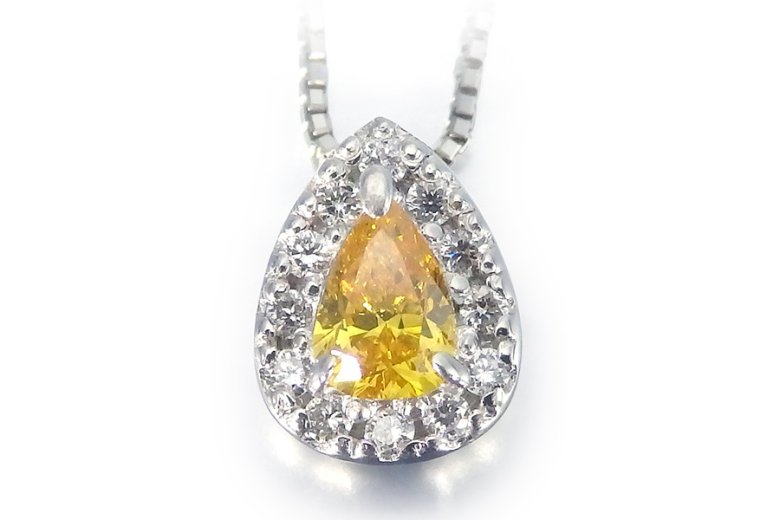 一粒ネックレス【新品】YellowDiamondネックレスK18YG 0.1ct