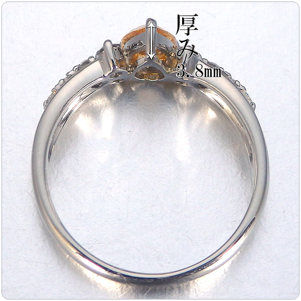 オレンジダイヤモンド プラチナ 指輪 0.565ct ファンシー インテンス 