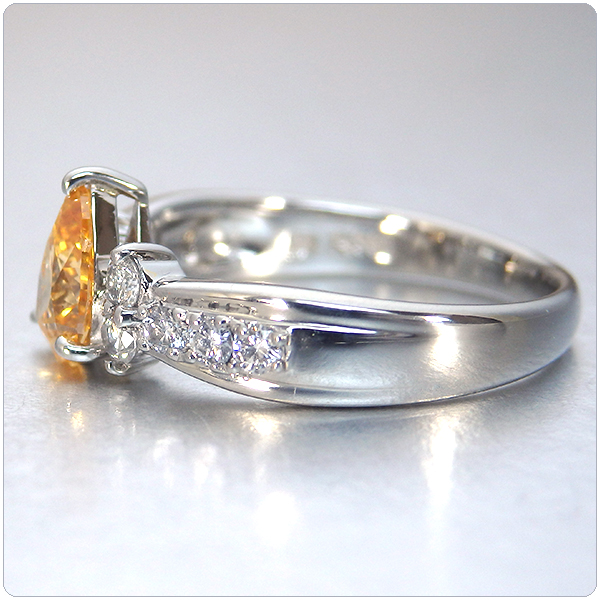 オレンジダイヤモンド プラチナ 指輪 0.565ct ファンシー インテンス 