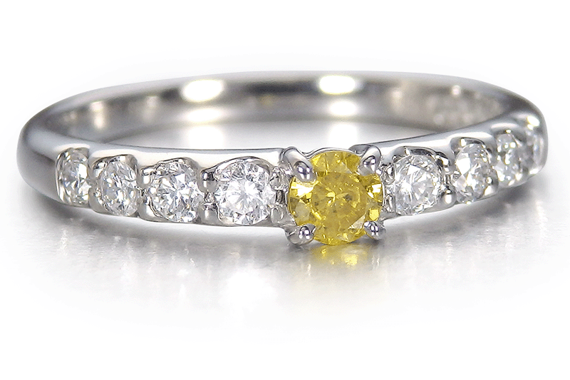 イエローダイヤモンド 指輪 イエローダイヤ 0.110ct ファンシー 