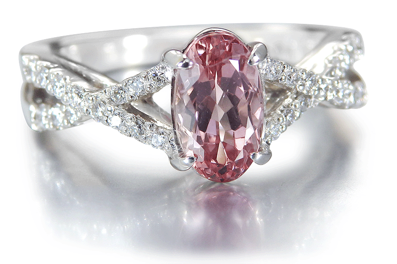 インペリアル ピンクトパーズ(10.71ct) ダイヤモンド(0.13ct) リング 