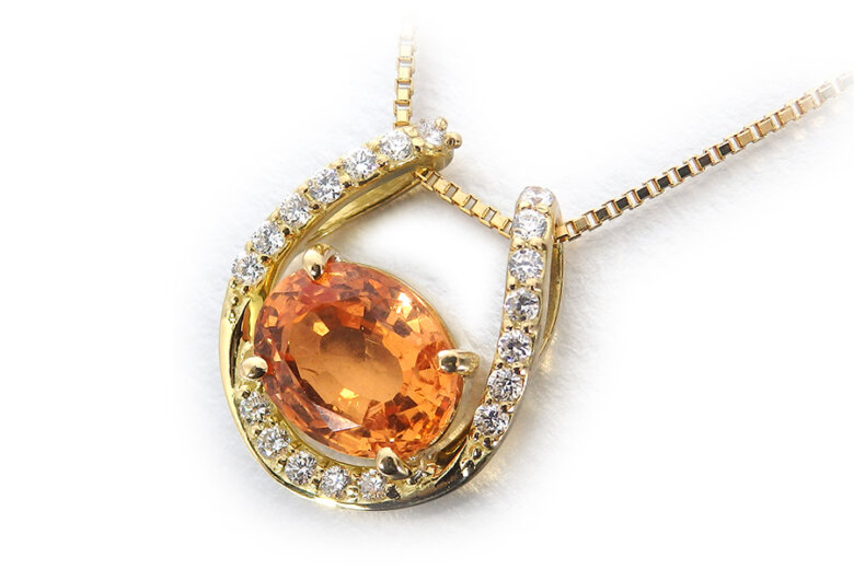 スペサルティンガーネット 1.366ct K18 ペンダントヘッド 中央宝石研究 