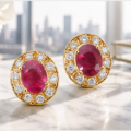 ルビー ダイヤモンド ピアス K18 イエローゴールド 0.455ct・0.477ct 中央宝石研究所鑑別書付き 7月誕生石 ジュエリー