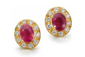 ルビー ダイヤモンド ピアス K18 イエローゴールド 0.455ct・0.477ct 中央宝石研究所鑑別書付き 7月誕生石 ジュエリー