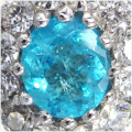 青みのあるパライバトルマリン 0.171ct ダイヤモンド取り巻きリング Pt900