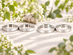 艶消し加工とダイヤにこだわったオーダーメイド結婚指輪 消し加工や幅、ダイヤモンドの留め方にこだわったK様ご夫妻の結婚指輪