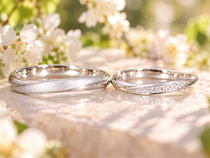 ウェーブタイプの結婚指輪を選ばれたカップル様 お二人が選ばれたウェーブタイプの結婚指輪